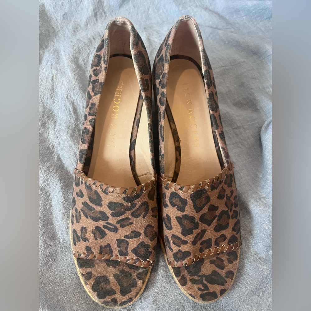Jack Rogers Brown Leopard Wedge Espadrilles - Picture 5 of 6